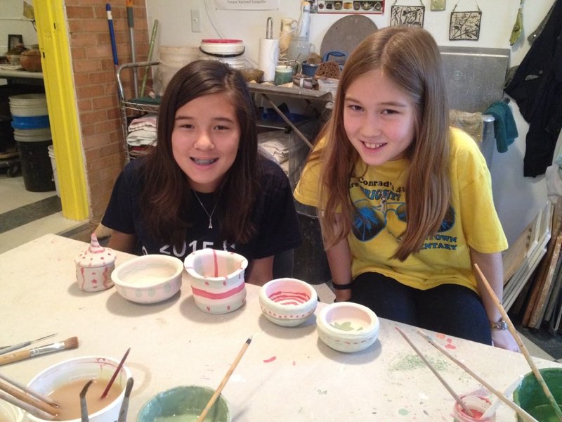 Lauren and Audrey making hand-built forms